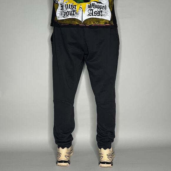 Nike Sweatpants Black Cotton Joggers White Ankle SwooshDri Fit - Picture 3 of 5